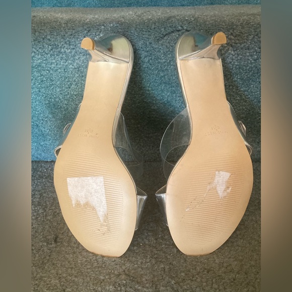 Nine West JEWELED DIVA PUMPS Size 6 1/2 Kitten Heel Silver & Clear 2 1/2” heel - Picture 8 of 9